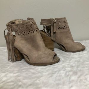 Boho fringe ankle heel